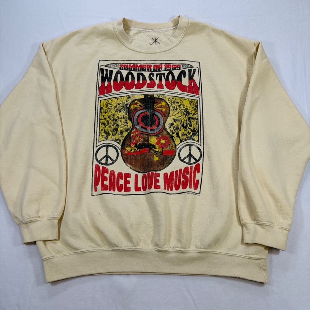 Life Clothing Co Woodstock Sweatshirt XL Peace Love Music Graphic 2018